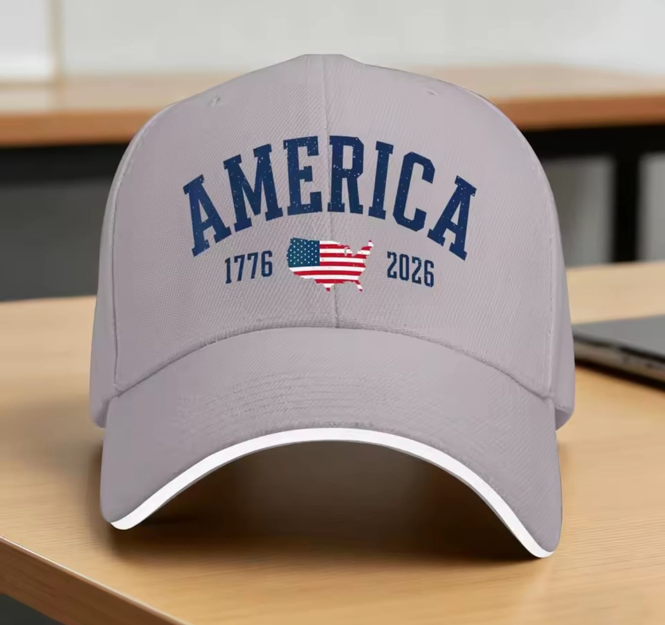 America 250 Hat in Gray  Structured Patriotic Cap