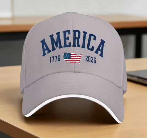 America 250 Hat in Gray  Structured Patriotic Cap