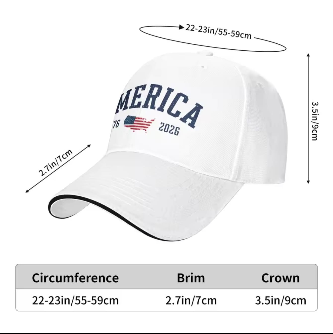 America 250 Hat in White  Patriotic USA Anniversary Cap