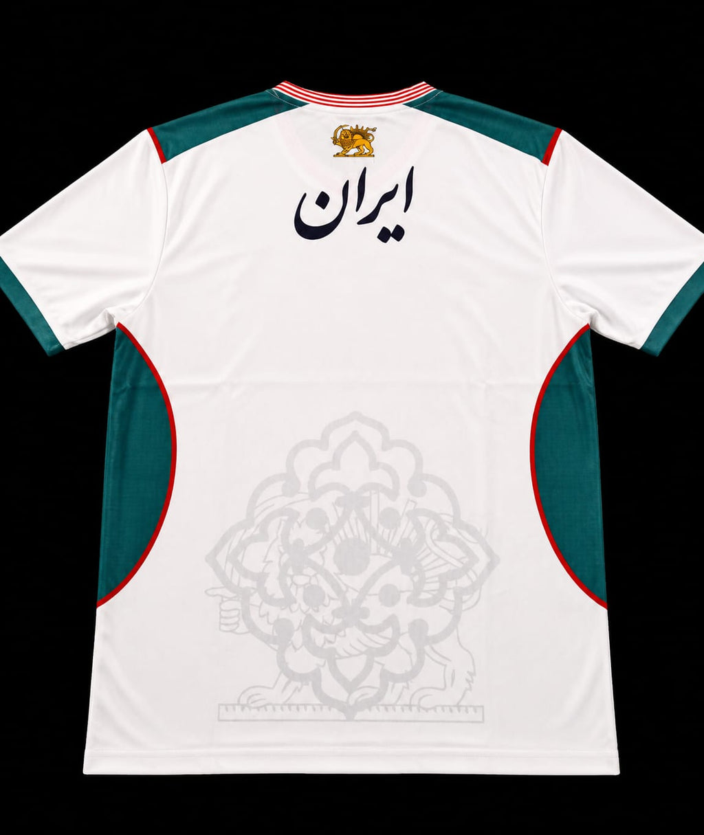 Iran National Team Football Jersey with Lion and Sun emblem